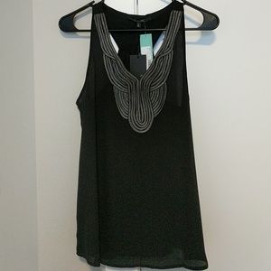NWT 19 Cooper black embroidery sleeveless blouse,S